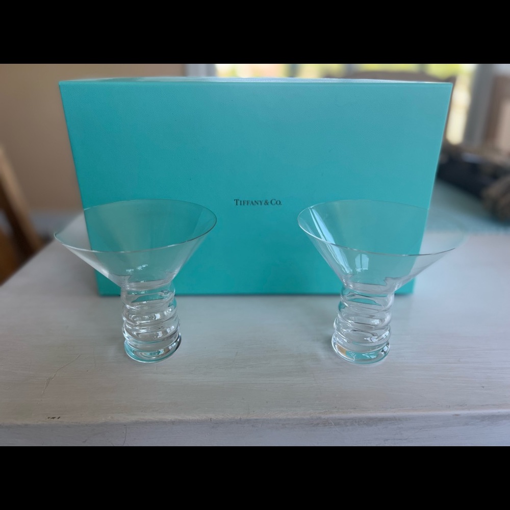 2 Tiffany Riedel 9 oz martini glasses. Never used